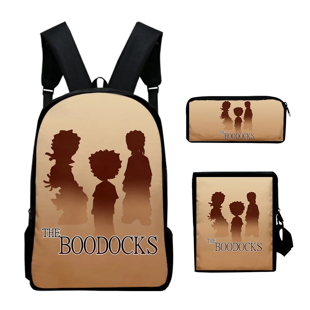 Hip Hop Youthful The Boondocks 3D Print 3pcs/Set Student Travel bags Laptop Daypack Backpack Shoulder Bag Pencil Case
