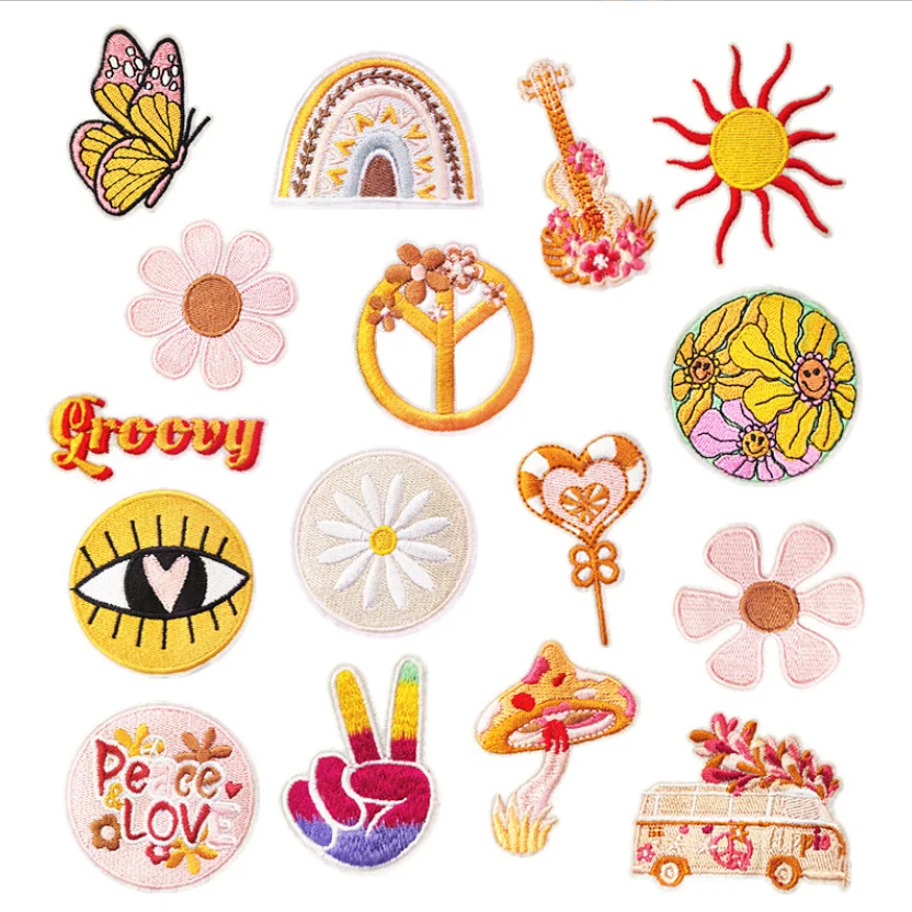 

10 Pcs Popular Peace Embroidery Patches Embroidered Clothing Hat Bag Shoe Repair Material Phone Gift Box Decor DIY Accessory