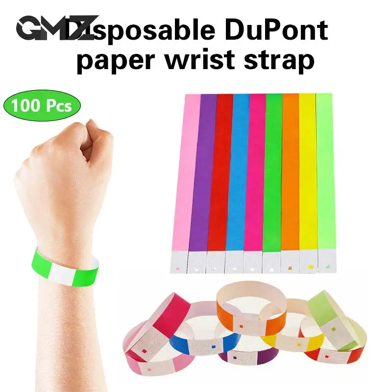 

Tear-Resistant Waterproof Paper Wrist Strap Party Paper Bracelet Multicolored Event Ticket Wristbands Identification Band
