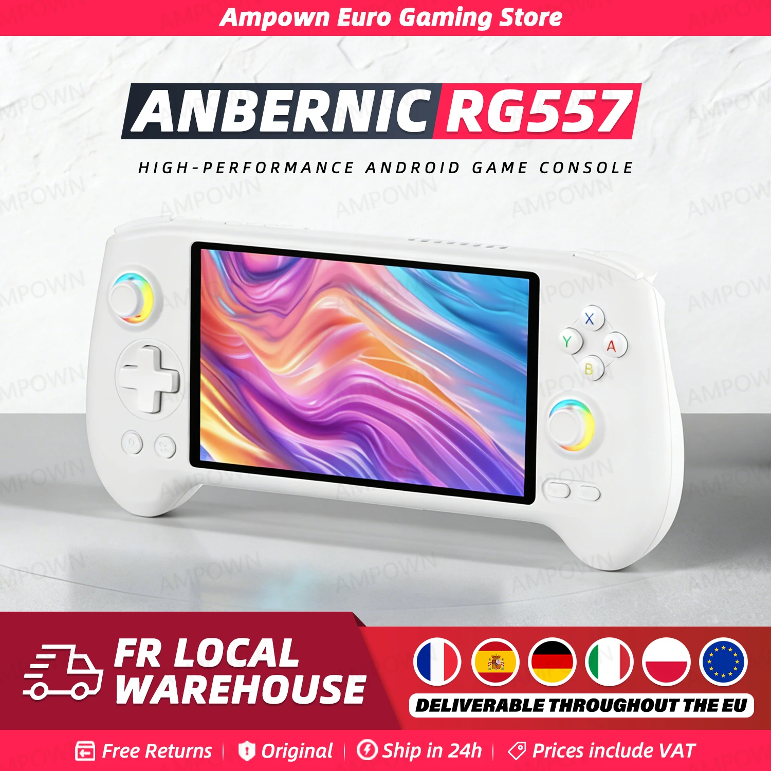 RG557 Consola de juegos retro de mano, 5.48 pulgadas de pantalla AMOLED, emulador de mano precargado con 4423 juegos, sistema Android 14, procesador Dimensity 8300, compatible con WiFi 6E, Bluetooth RG557 Consola de juegos retro de mano, 5.48 pulgadas de pantalla AMOLED, emulador de mano precargado con 4423 juegos, sistema Android 14, procesador Dimensity 8300, compatible con WiFi 6E, Bluetooth