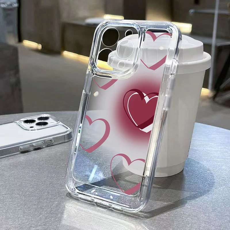 thumbnail image 1 of Funda de teléfono suave y transparente con corazón de amor blanco para iPhone 16, 14, 13, 12, 11 Pro Max, XS, X, 7, 8 Plus, SE 2020, funda para iPhone 15 Pro Max, 1 of 5