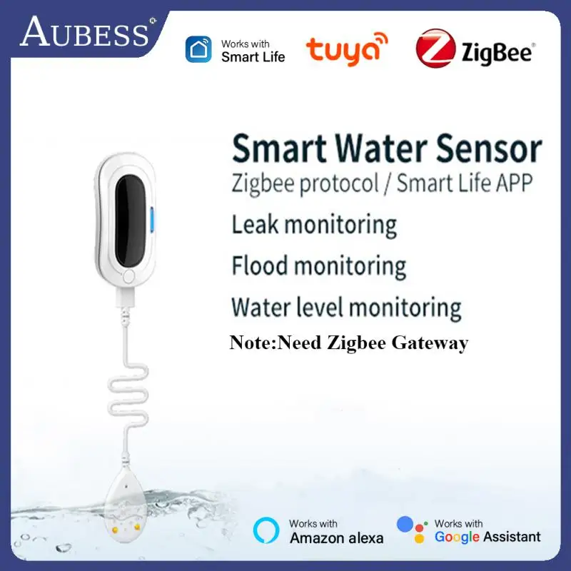 

Tuya Zigbee Smart Water Leakage Sensor Smart Home Security Built-in Battery Smartlife App Remote Control Use With Zigbee Gateway
