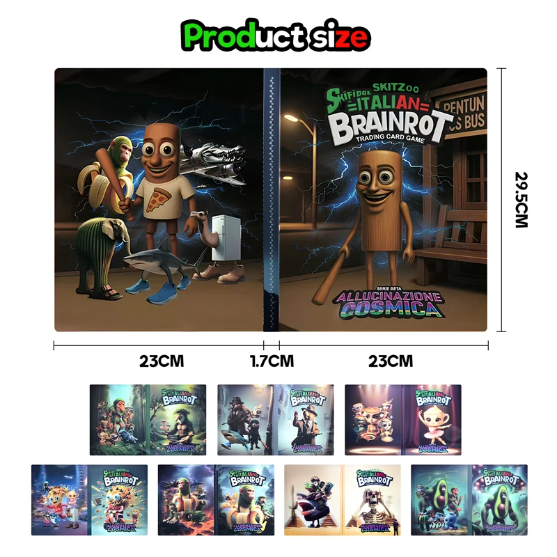 9포켓 이탈리아 브레인롯 트레이딩 카드 바인더, 북릿 텅 샤우르 트랄라레로 트랄랄라 카드 컬렉션 폴더, 어린이 크리스마스 선물