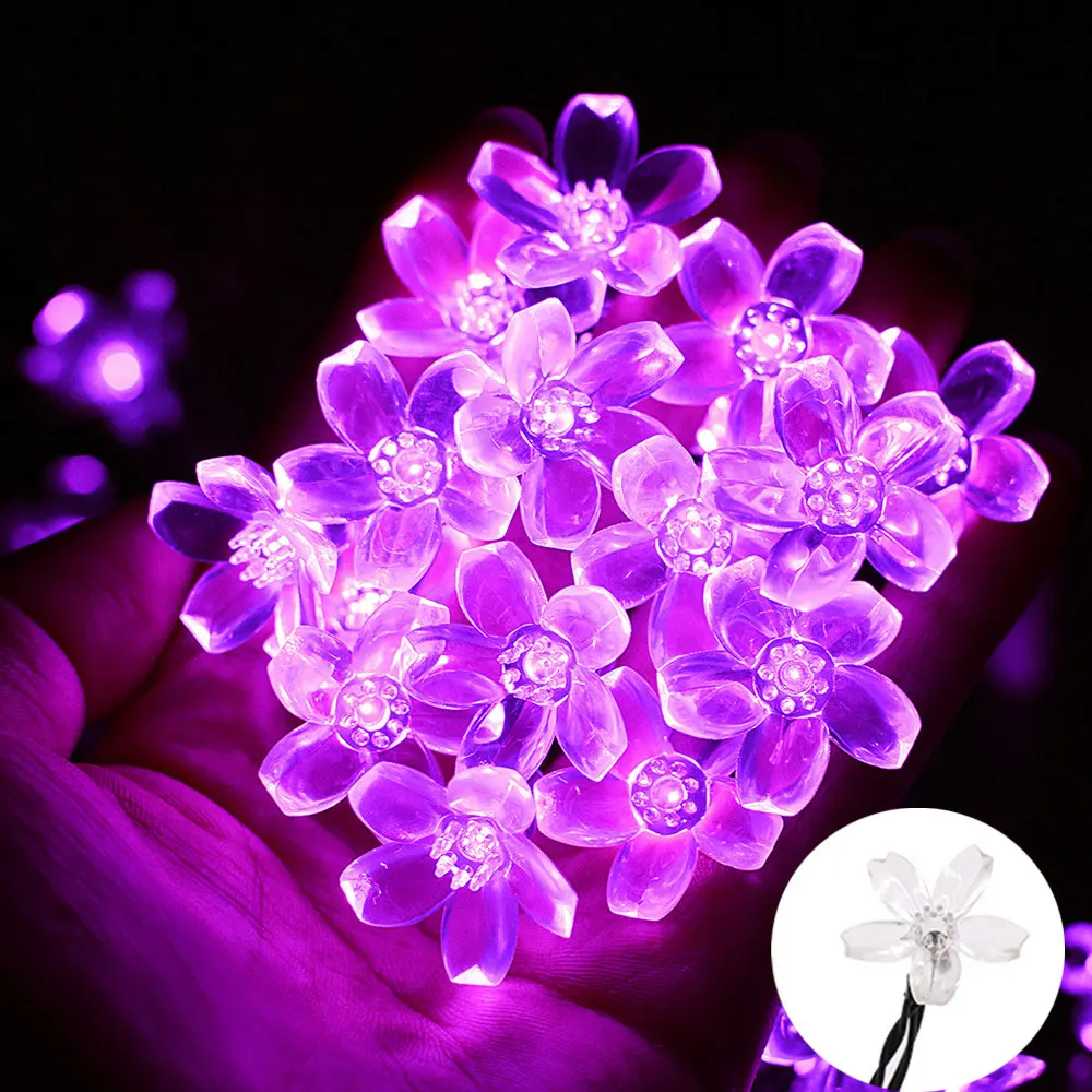Solar Powered Cherry String Lights Outdoor Garden Decoration