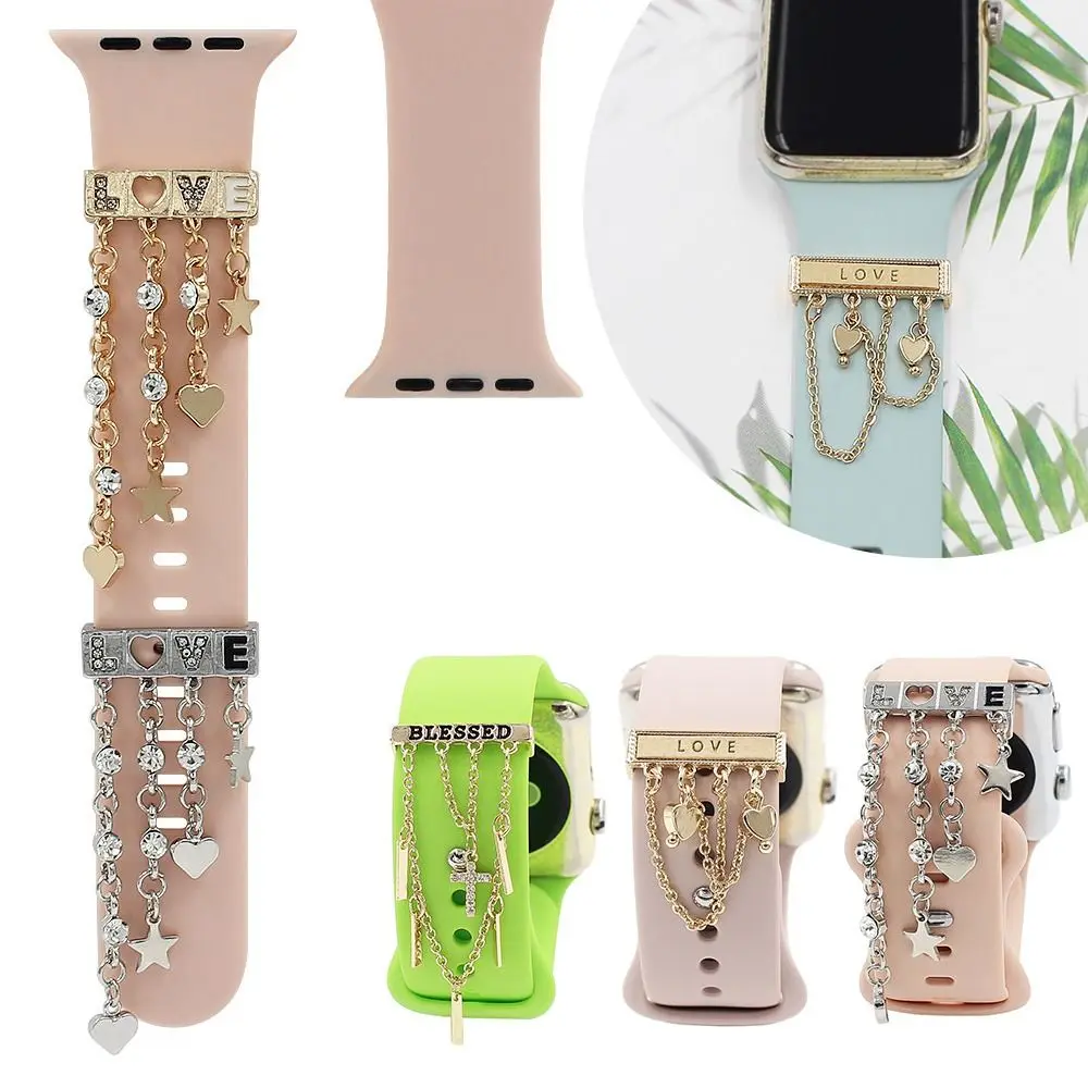 

New Metal Charms Watch Band Decoration Ring For Apple Diamond Ornament For iwatch Bracelet Silicone Strap Jewelry Accessories
