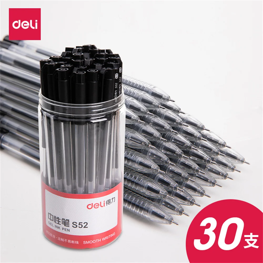 

DELI 30Pcs/Set Black Gel Pen Refills 0.5mm Bullet Point Signature Carbon Pen School&Office Supplies Stationery S52