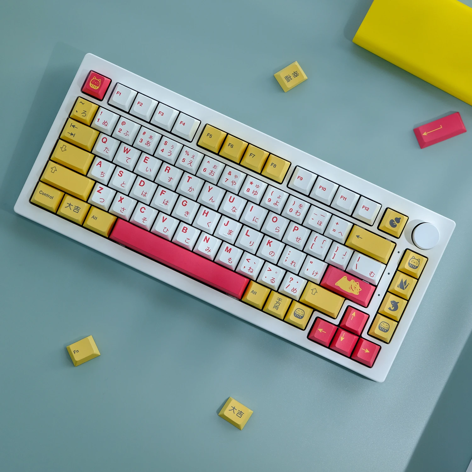 Chaves Gmk Gato Sorte Keycaps Cereja Perfil Pbt Tintura Sublimação Teclado Mecânico para mx Interruptor com 1.75u Shift 135 - Imagem 5