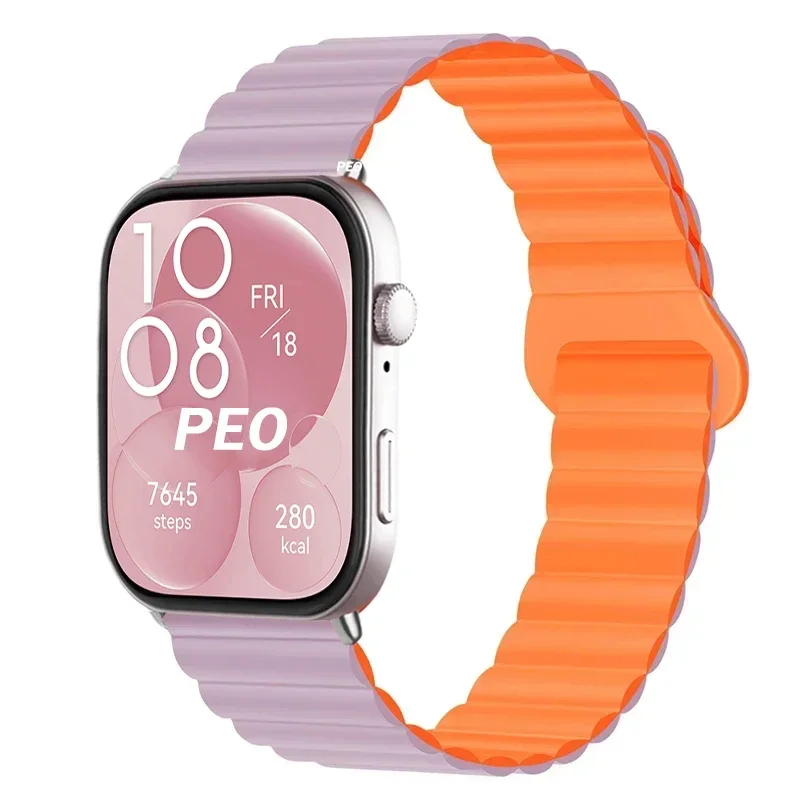 Magnetic Loop Silicone Wristband Bracelet in Red - Premium Replacement Strap
