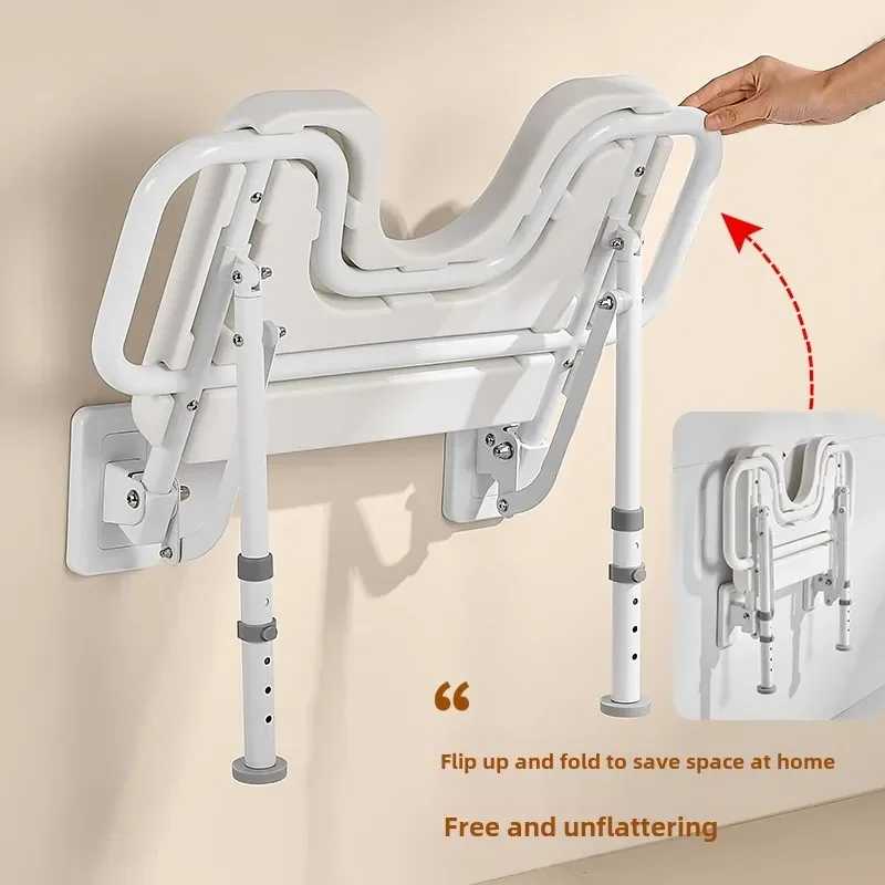Elderly and Pregnant Women's Bathroom Chair Shower Stool, Foldable Double Armrest Toilet Seat Disabled, Non Slip Commode Stools 5