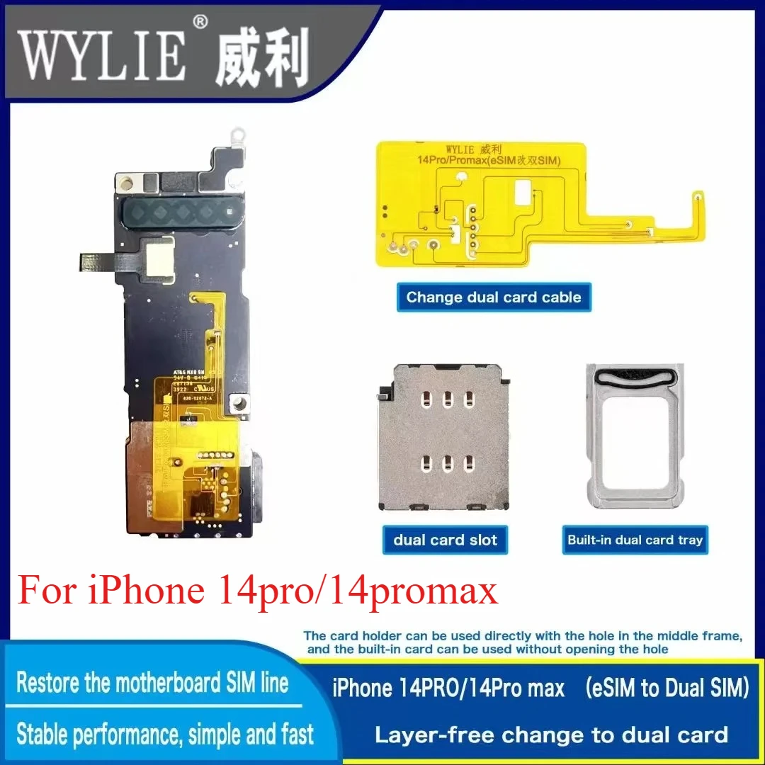 WYLIE For iPhone 14 Pro Max 미국 버전 변경 듀얼 카드 플렉스 케이블 어셈블리 eSIM-듀얼 SIM No N..