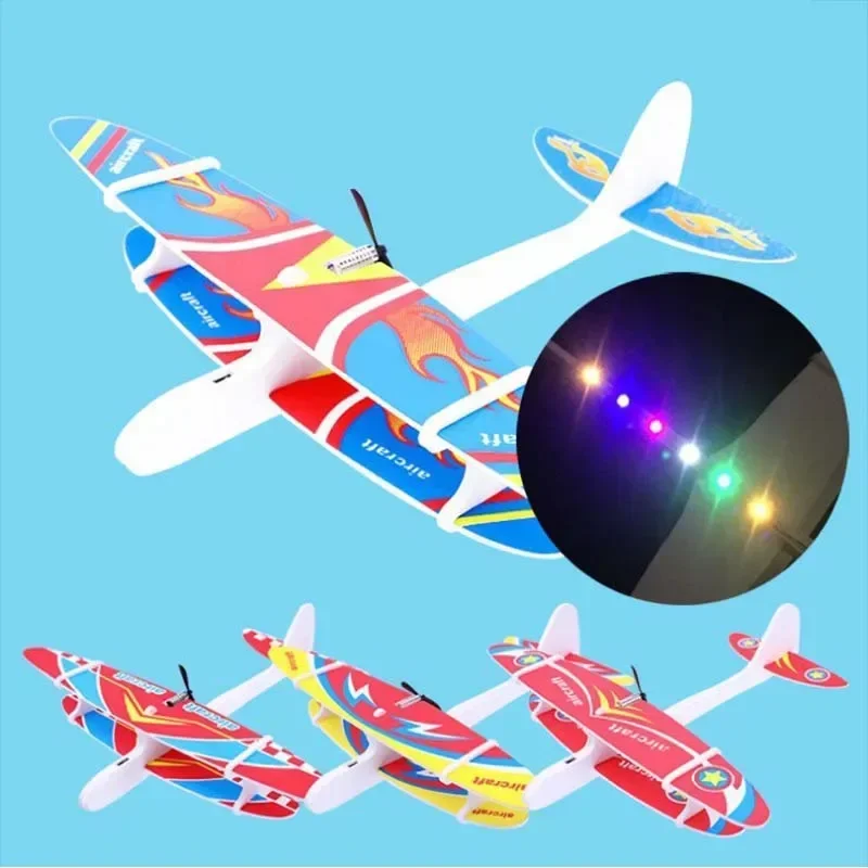

LED Foam Aircraft Toy Hand Throwing Flying Airplane Flight Electric Glider DIY Model Toy for Kids Adult Outdoor Plane Model Toys