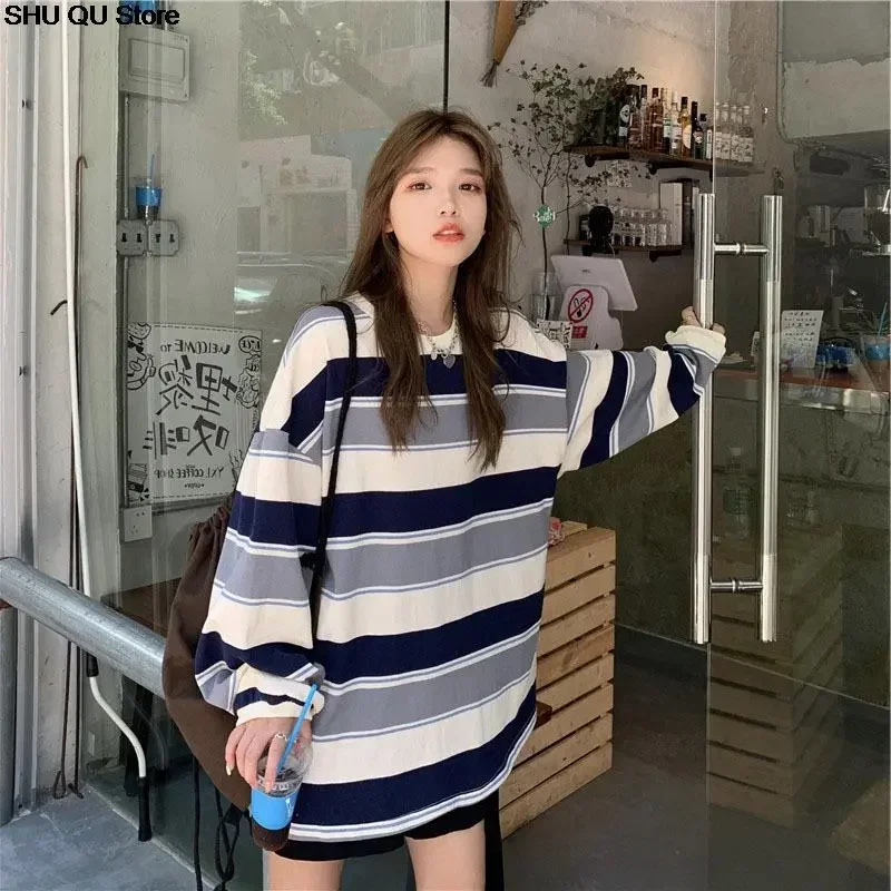 

Boreathiman spring autumn Striped hoodies women fashion Long Sleeve Hoodie Sweatshirt Harajuku Jumper cotton Pullovers Casual