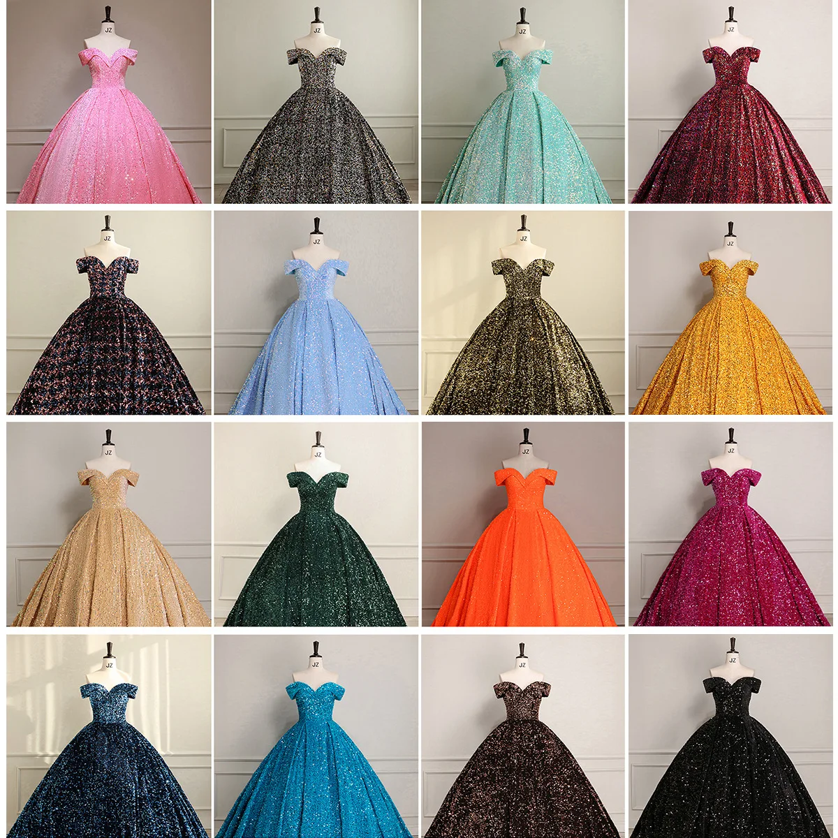 Bridal Wedding Dress Women Gradient Sequin Prom Show One-Shoulder Puffy Dress Quinceanera Dresses Ball Gown Prom