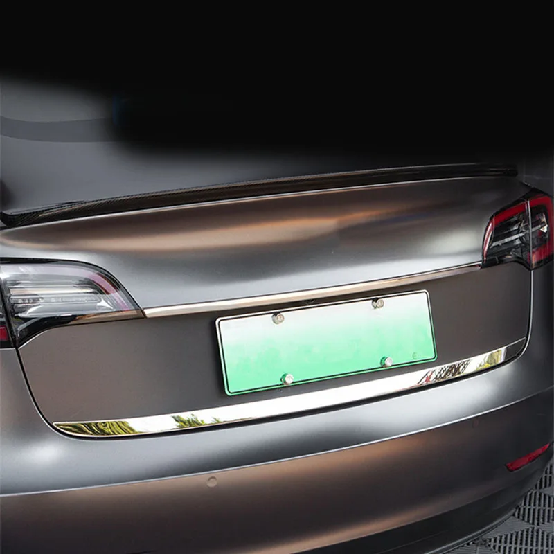 Rear Trunk Lid Cover Tailgate Trim Door Handle Molding Boot Garnish Bezel Fit For Tesla Model 3
