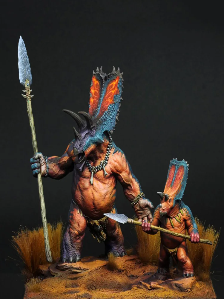 Unmontierter 1/24 75 mm alter Fantasy-Krieger inklusive 2 Miniaturmodellbausätzen aus Kunstharz, unbemalt