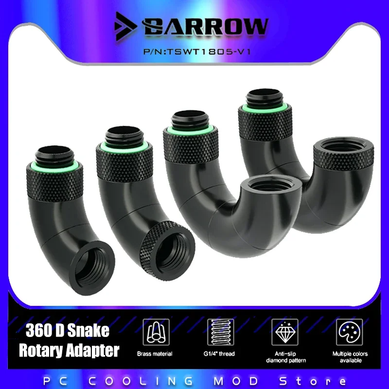 Adaptador Rotativo de Barrow para Refrigeração de Água de Computador Forma Multi-angle Snake Fitting 234 90 180 Graus 360 d M-fg1 4