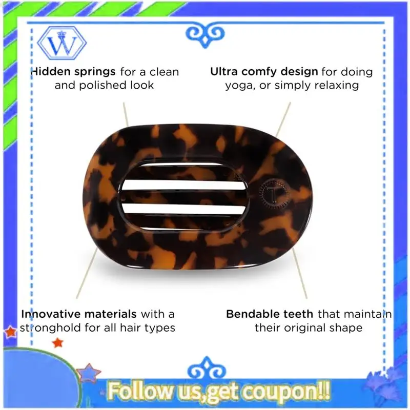 Easy To Use Small Flat Round Clip-Strong Grip, Bendable Teeth, Comfortable Curved Design-For Lying Down, Yoga, Driving & Mor