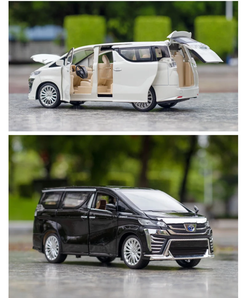 1:32 Toyota VELLFIRE Alphard MPV Alloy Car Model Diecasts Metal Toy Vehicles Car Model Sound and Light High Simulation Kids Gift 