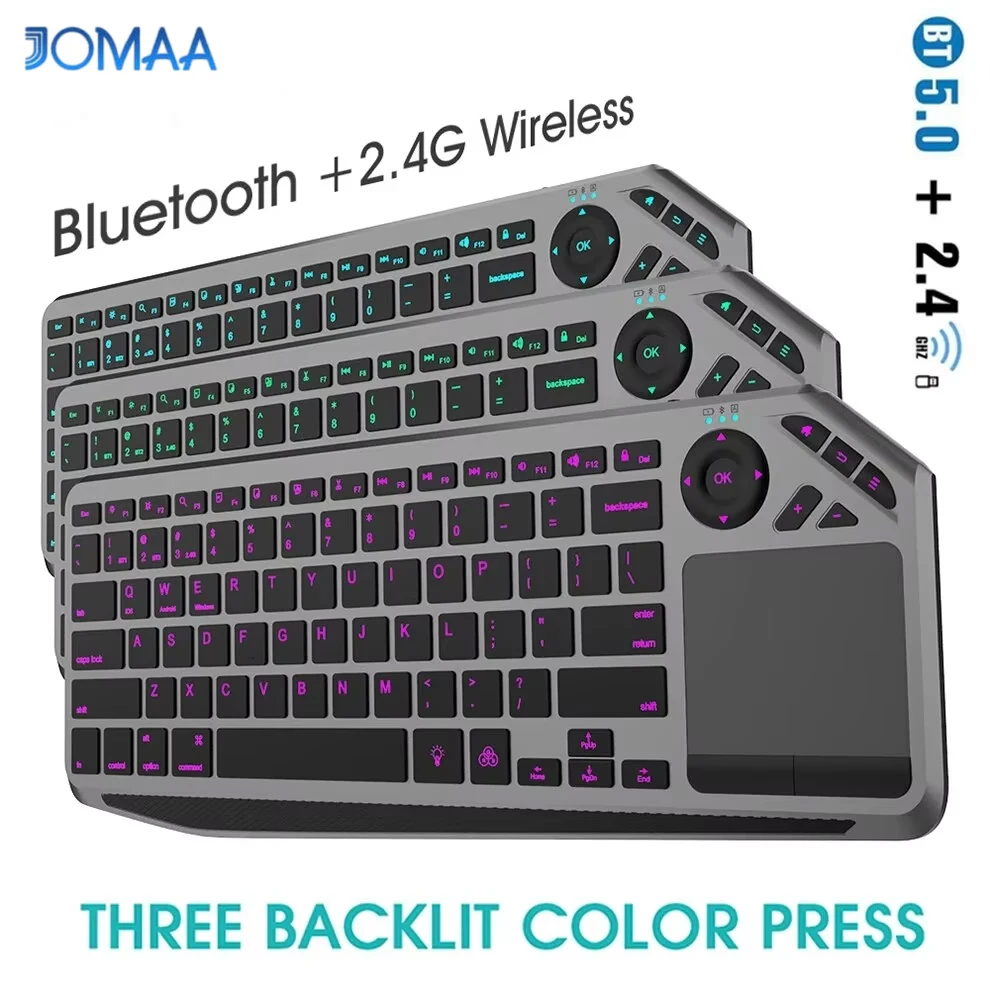 Bluetooth Wireless Keyboard Touchpad 7-Colors Backlit 2.4g Rechargeable Trackpad Keyboard Smart TV IOS IPhone/IPad