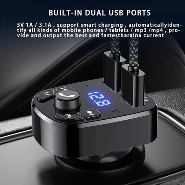 Car Mp3 Player Dual Usb Fast Charger Fm Bluetooth Receiver Bluetooth Compatible 5.0 Fm Transmitter Usb Flash Drive Plug Car Kit 2