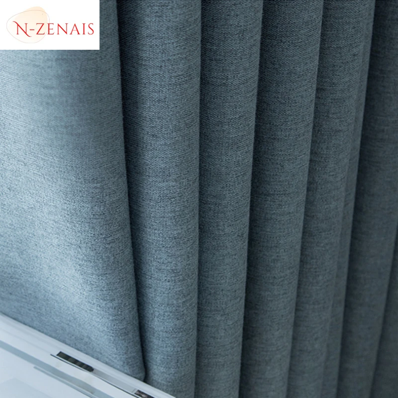 

Cotton Linen Blue Blackout Curtains for Living Room Bedroom Dining Luxury Kitchen Modern Gray Green Beige Coffee Window Thicken