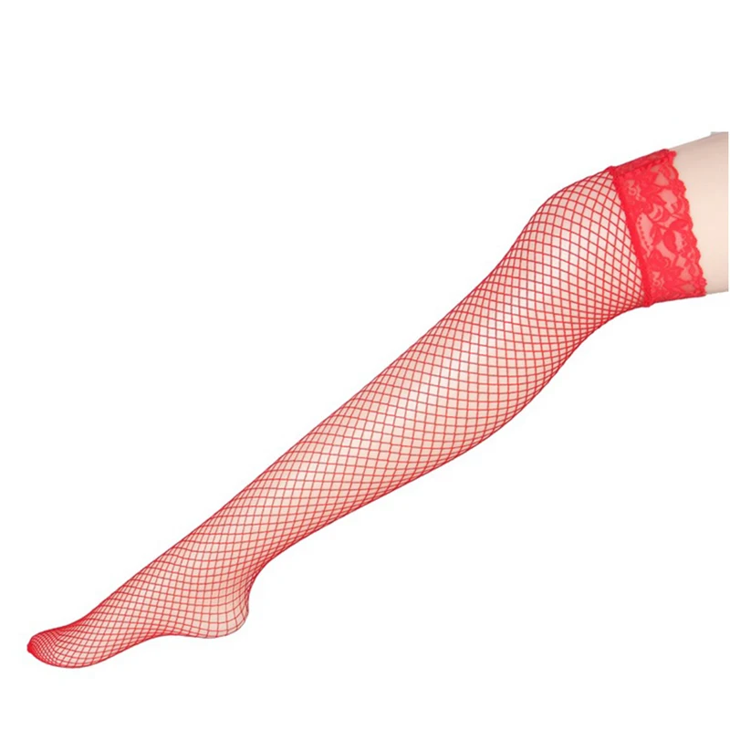 

Sexy Lace Top Fishnet Thigh High Stockings Women's stockings red black white