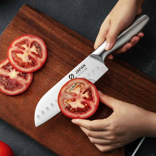Set di coltelli da cucina professionali interamente in acciaio Coltello Santoku da 7 pollici Mannaia per carne Coltello per disossare Accessori da cucina per tagliare il pane 2
