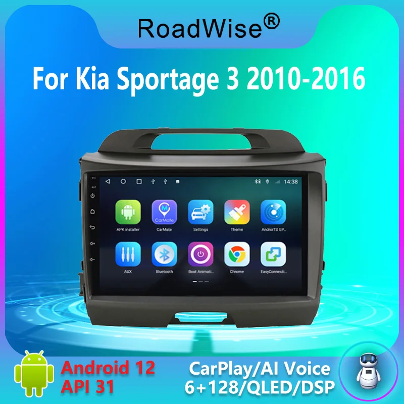 

Roadwise Android Auto Radio Multimedia For Kia Sportage 3 2010 2011 2012 2013 2014 2015 2016 4G GPS DVD BT Carplay 2din Headunit