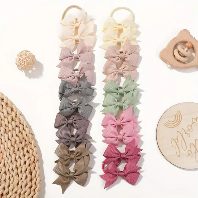 20Pcs/set 2.1inch Lovely Bowknot Hairband Ribbon Head Rope for Girls Boutique Headwear Kids Hair Accessories Gifts Wholesale 1