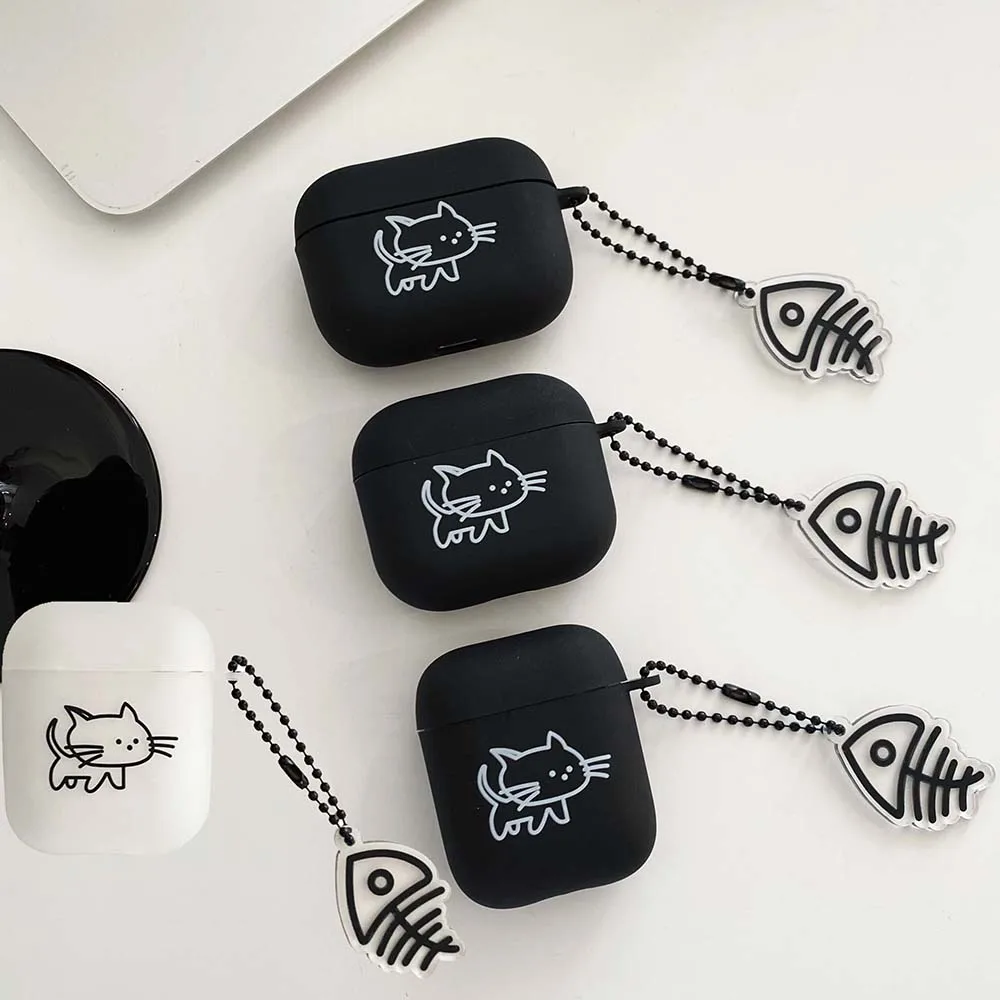 Cable Cat Case Per Airpods 1 2 3 Pro 2 Ear Phone Charge Airpod Soft Matte Tpu Pendant Air Pod Cover Holder