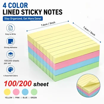 100/200 pezzi di foglietti adesivi colorati spessi - Pratico blocco per appunti creativo in quattro colori, blocco per appunti rimovibile adatto per l'ufficio e l'uso domestico
