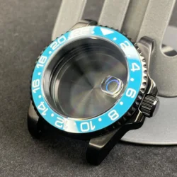 Elegant 40mm Black Watch Case with 120 - Click Bezel for Automatic Mechanical Movement - Premium Dial Accessories (GMT 5 Ceramic Bezel)