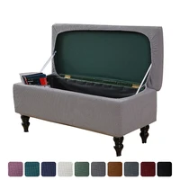 Elastic Storage Stool Cover Polar Fleece All-inclusive Ottoman Covers Rectangle Bedroom Dust Footstool Slipcovers Bench Case 1