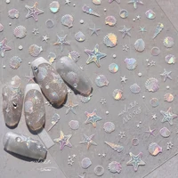 Summer Beach Ocean Shell Starfish Clams Conch Stars Sea Bubble Seasnail Soft Relief Decoration Nail Art Stickers Manicure Decals 1