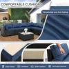 Outdoor PE Wicker Furniture Set, Patio Black Rattan Sectional Sofa Couch with Washable Navy Blue Cushions 6