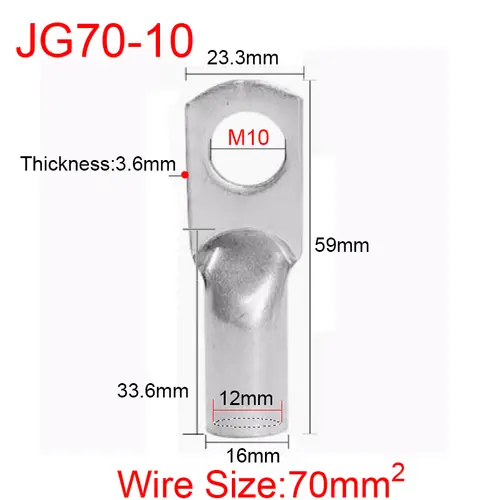 JG6/10/16/25/35/50/70/95/120-300 Marine Copper Screw Hole Electric Wire Cable Ring Tubular Cord End Lug Connector Crimp Terminal - Image 55