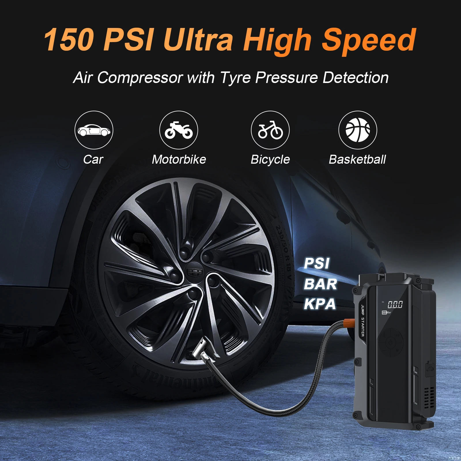 Roadjoy 3000A Portable Car Jump Starter with Air pump LED Light Power Bank Car Battery Charger Booster Buster For 10L 8.0L Start
