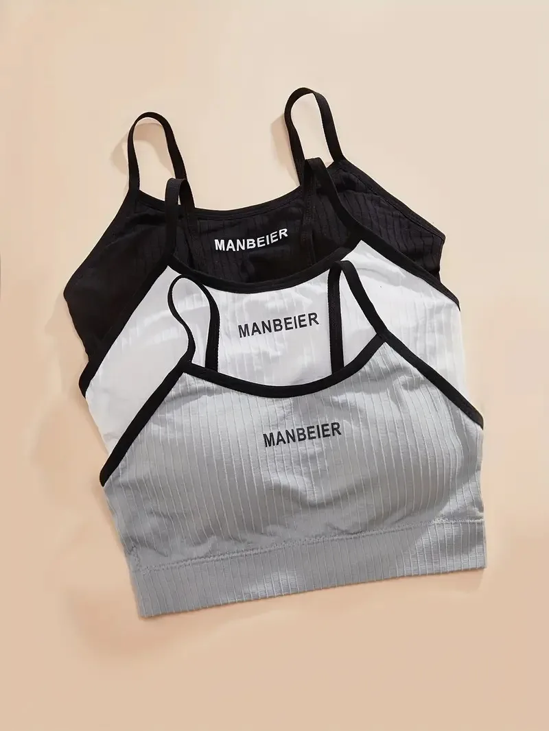 Description Picture 3 of item2 Piece Seamless Sports Bra, Comfy & Breathable Running Workout Tank Bra, Women's Lingerie & Underwear