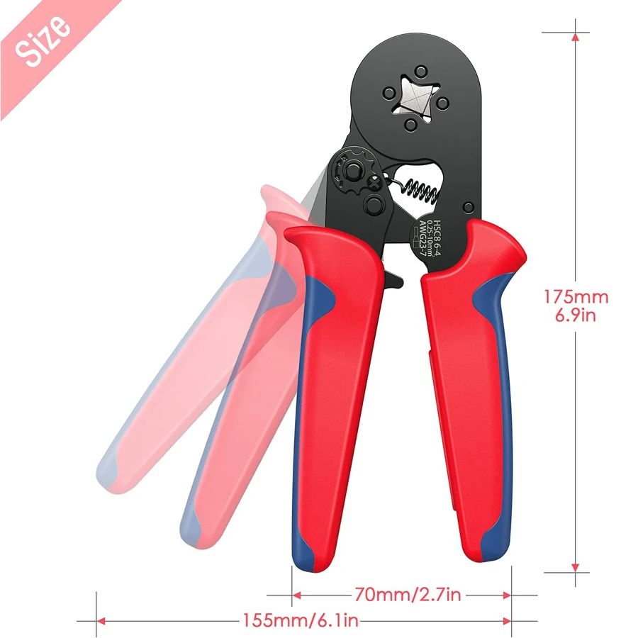 Ferrule Sleeves Terminal Crimping Tools Mini Electrical Pliers HSC8 6-4/6-6（0.25-10mm²/0.25-6mm²） Wire Connection Repair Clamp