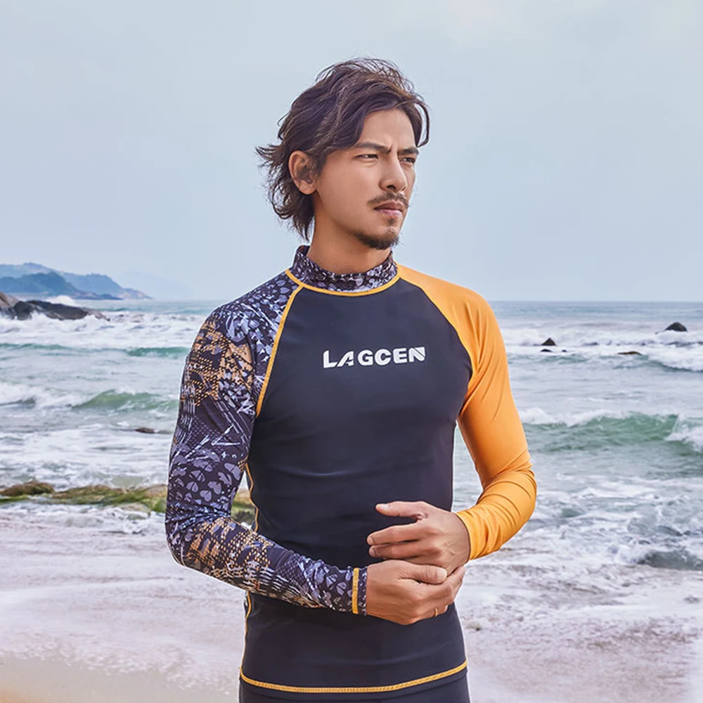 

2023 Men's Fashion Quick Dry Split Swimming Surf Top High Elastic Comfort Beach Sunscreen Swim Snorkeling Surfing Suit UPF 50+