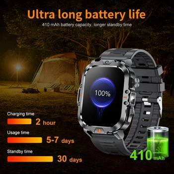 LIGE 2.01-inch HD Screen Men Smart Watch With Flashlight Outdoor Sports Men Watch IP68 Waterproof Health Monitor Call Smartwatch 6