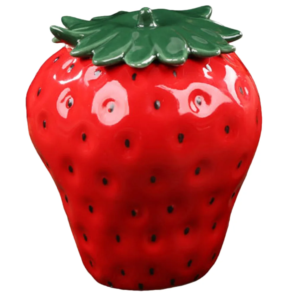 

Strawberry Canister Ceramic Jars Cookie Jar Container Vase Tea Canister Seasoning Jar Sugar Bowl Lid Kitchen Storage Red