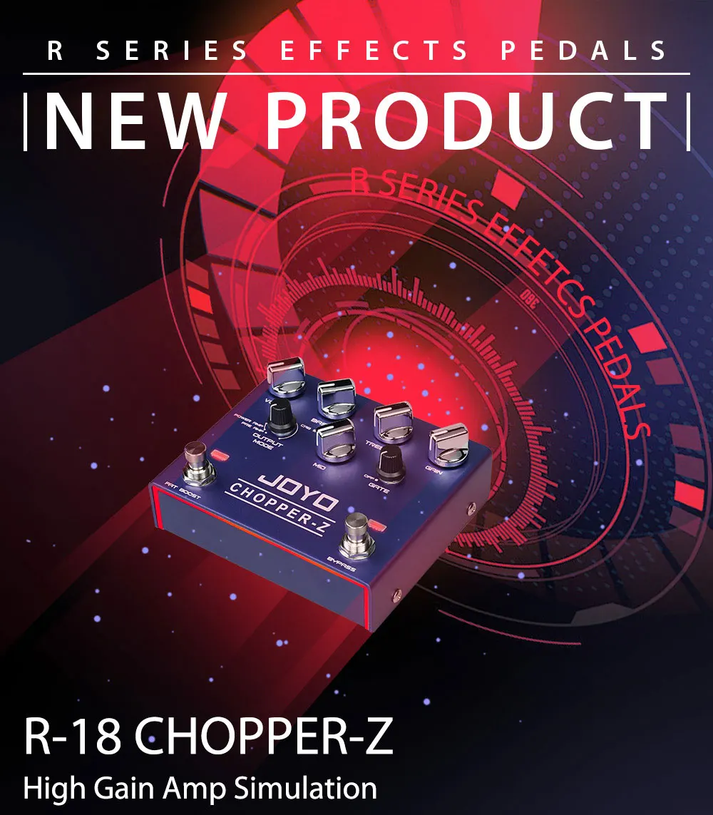 R-18 CHOPPER-Z Distortion Guitar Pedal with Preamp Mode and Noise Gate Effect Mo