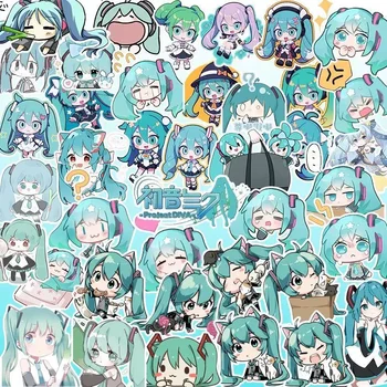 100 pezzi adesivi Kawaii HatsuneMiku simpatico cartone animato decalcomanie journaling cancelleria custodia per telefono laptop adesivo impermeabile pacchetto giocattoli