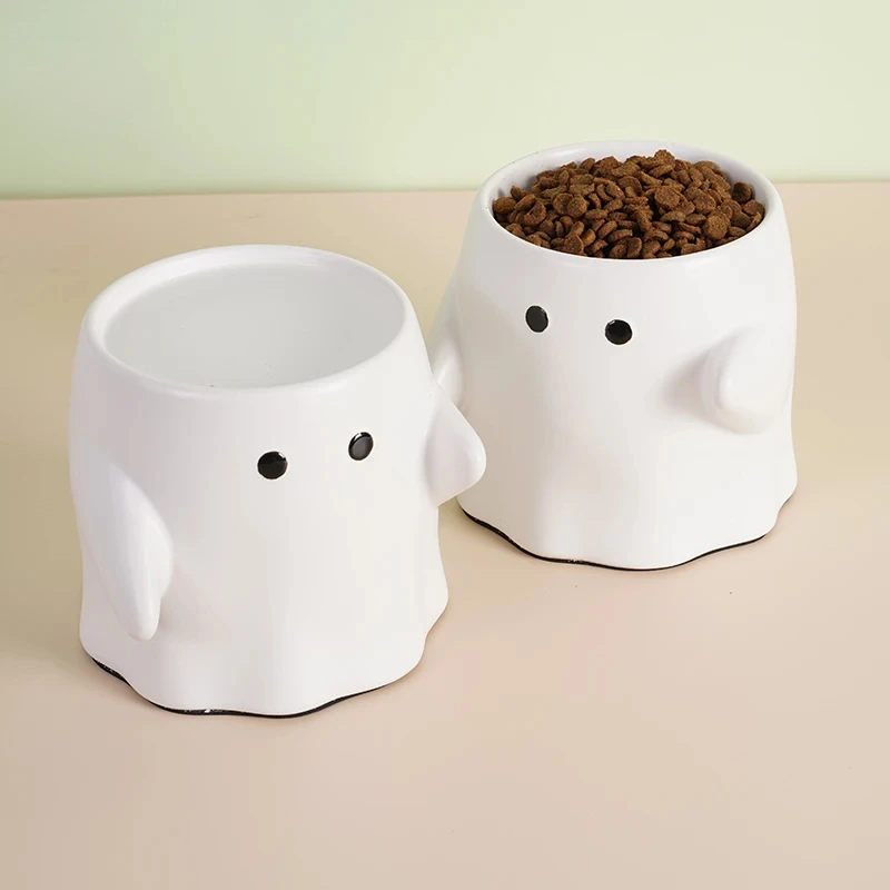 

JoyCat Ghost Bowl Ceramic Rice Pet Food Water Neck Tableware Waterproof Halloween