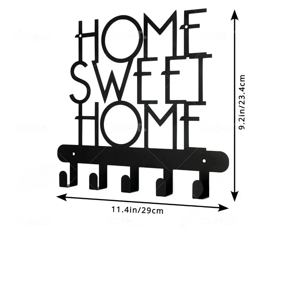 Crochet Key Holder for Wall, Home Sweet Home Sign 5 Hooks, Decorative Key Organizer Coat Rack Wall Mount Towel Rack Wall 2