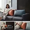 Faux Leather Sofa Back Cushion Cover Soft Pillow Case Living Room Headboard Upholstered Backrest Pad Cover No Fillings 4