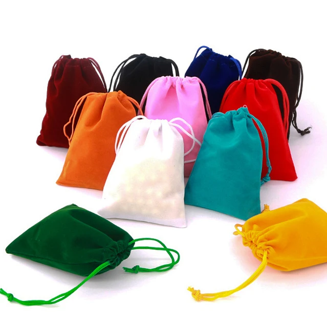 10pcs Sachet Gift Bag Velvet Packing Drawstring Pouch For Jewelry Wedding Party Packages Bead Container Jewelry Storage Supplies