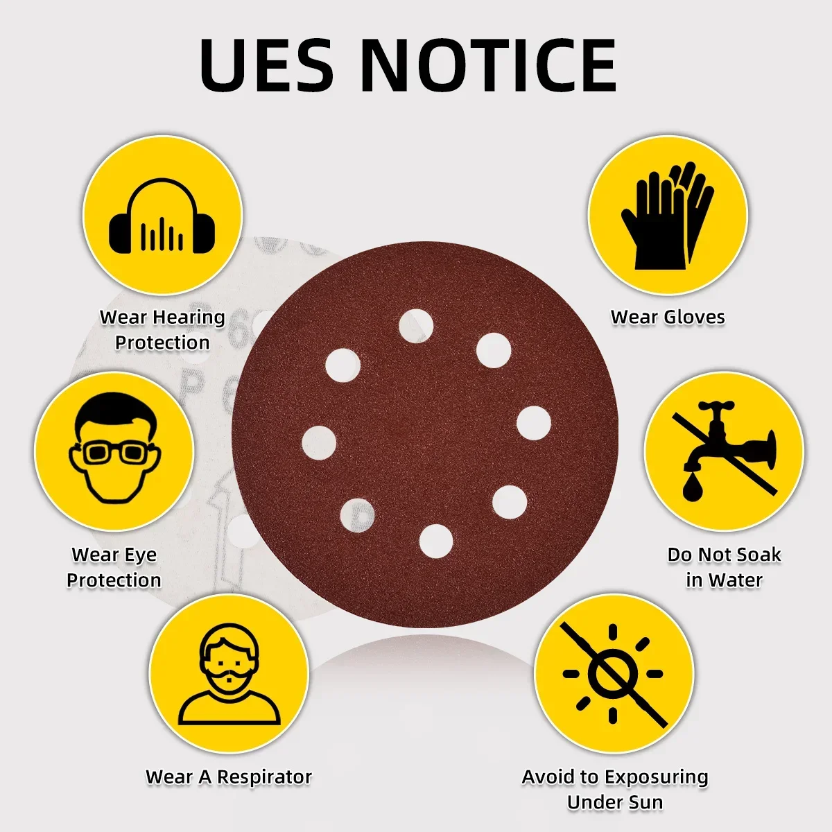 5 Inch 8-Hole Sanding Disc Set-200 Pieces Sandpaper 10 Grades Including 60, 80, 100, 120, 150, 180, 240, 320, 400, 600 Grit