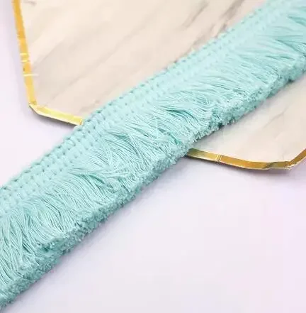 Sky Blue & Red Fringe Lace Trim - Cotton Thread Strip (2m x 4cm) for DIY Clothing, Accessories, and Home Decor